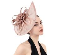 Flower Linen Headband Fascinator Hat Ladies Royal Race Pillbox Hat Wedding Cocktail Tea Party Derby Hat Women Fascinator Clip Headwear Retro Prom Headpiece Bridal Fashion Headdress Hair Accessories