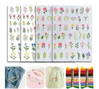 Flower Lines Designed Flower Border Patterns Embroidery Patterns, Stick & Stitches for Beginners, Rattan Floral Tear Away Transfer Papers with Embroidery Thread (2Set)