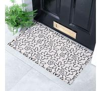 Flower Lines Indoor & Outdoor Doormat - 70x40cm Artsy Mats White 40cm x 70cm