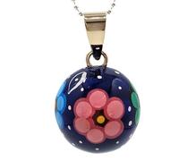 Flower Lover Multi-Color Floral Harmony Ball Necklace LLamador De Angeles/Angel Caller Chime Necklace Pregnancy Memorial Bell Pendant Jewelry- Everyday Wear, Maternity, Style Accessory & Gift, Enamel