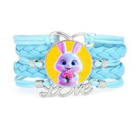 Flower Lucky Fault Art Rabbit Love Adjustable Leather Braided Bracelet Blue