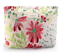 Flower Makeup Bag for Women Cute Makeup Pouch for Purse Zipper Cosmetic Bag Large Capacity Quilted Canvas Aesthetic Travel Toiletry Bags, AJ Embroidery Gerbera
