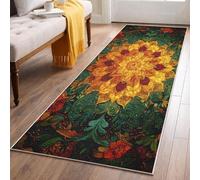 Flower Mandala Runner Rugs for Hallway 60x300, Boho Botanical Carpet Runner Non Slip Washable, William Morris Floor Mat for Hallway Entryway Kitchen Laundry Room MU32sa