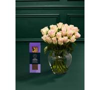 Flower Market Blush Rose Bouquet with Chocolate Florentines