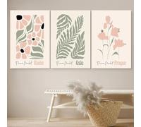 Flower Market Boho Botanical Blush Pink Sage Green Floral Wall Art Print Canvas Painting Posters for Living Room Home Decor 50x70cmx3 Frameless