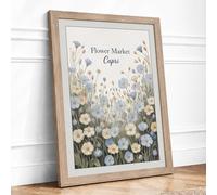 Flower Market Capri Botanical Framed Wall Art Print A3 (42×29.7cm) Oak, Wall Decor for Living Room, Bedroom, Office & Home, Ready to Hang, Art Gift