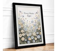 Flower Market Capri Botanical Framed Wall Art Print A3 Black