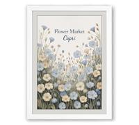 Flower Market Capri Botanical Framed Wall Art Print A4 (29.7×21cm) White, Wall Decor for Living Room, Bedroom, Office & Home, Ready to Hang, Art Gift