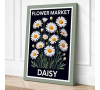 Flower Market Daisy Vintage Canvas Wall Art Print 24x16 Inch (61 x 41 cm)