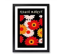 Flower Market Exhibition Design No.3 Framed Print | A2 Black Framed Wall Art | Ready to Hang | Modern Floral Picture | Living Room Bedroom Lounge Office