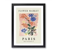 Flower Market Exhibition in Paris No.3 Framed Print | A2 Black Framed Wall Art | Ready to Hang | Modern Floral Picture | Living Room Bedroom Lounge Office