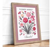 Flower Market Istanbul Botanical Framed Wall Art Print A3 (42×29.7cm) Oak, Wall Decor for Living Room, Bedroom, Office & Home, Ready to Hang, Art Gift