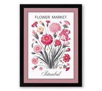 Flower Market Istanbul Botanical Framed Wall Art Print A4 (29.7×21cm) Black, Wall Decor for Living Room, Bedroom, Office & Home, Ready to Hang, Art Gift