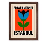 Flower Market Istanbul Retro Framed Wall Art Print A3 (42×29.7cm) Walnut, Wall Decor for Living Room, Bedroom, Office & Home, Ready to Hang, Art Gift