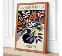 Flower Market London Art Deco Canvas Wall Art Print 24x16 Inch (61 x 41 cm)