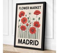 Flower Market Madrid Canvas Wall Art Print 36x24 Inch