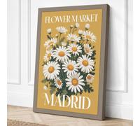 Flower Market Madrid Vintage Canvas Wall Art Print 36x24 Inch