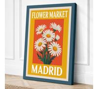 Flower Market Madrid Vintage Canvas Wall Art Print 36x24 Inch