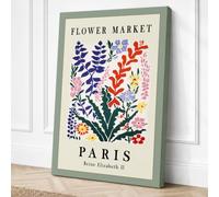 Flower Market Paris Botanical Canvas Wall Art Print 30x20 Inch (76 x 51 cm)