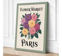 Flower Market Paris Vintage Canvas Wall Art Print 18x12 Inch (46 x 30 cm)