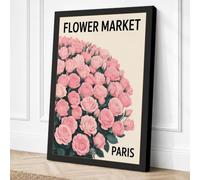 Flower Market Paris Vintage Canvas Wall Art Print 24x16 Inch