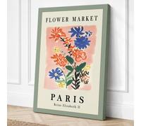 Flower Market Paris Vintage Canvas Wall Art Print 24x16 Inch