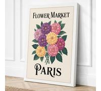 Flower Market Paris Vintage Canvas Wall Art Print 36x24 Inch (91 x 61 cm)