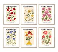 Flower Market Poster Room Decor Aesthetic Wall Art Prints Art Posters Wall Collage Pictures Bedroom Decor Watercolor Posters Minimalist Gallery Wall Art Decor (8"x10" UNFRAMED)