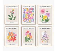 Flower Market Poster Set of 6, 8x10 Inch Matisse Poster Flower Market Canvas Art Prints UNFRAMED, Abstract Floral Wall Art Modern Abstract Wall Art for Living Room Décor (Unframed) (Matisse Wall Art)