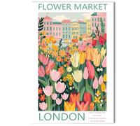 Flower Market Print Decoration London Art Print Canvas Painting A Beautiful Day Starts from the Morning Small Flowers Suitable for Living Room Bedroom Office Home Decor Gift Poster Wall Decor