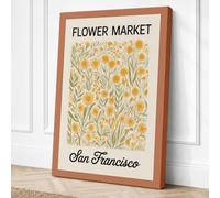Flower Market San Francisco Canvas Wall Art Print 18x12 Inch