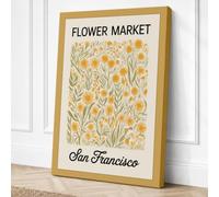 Flower Market San Francisco Canvas Wall Art Print 36x24 Inch