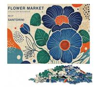 Flower Market Santorini Botanical Art Print Jigsaw Puzzle, 300 Pieces | For adults: Jigsaw Puzzle Gift - fresh-start puzzle gift with hands-on indoor leisure.