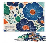 Flower Market Santorini Botanical Art Print Jigsaw Puzzle, 300 Pieces | Fresh-start puzzle gift: activity for family time on quiet evenings.
