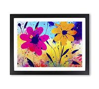 Flower Market Splash Abstract Framed Wall Art Print A2 Black