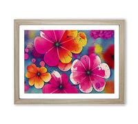 Flower Market Splash Abstract Framed Wall Art Print A2 Oak