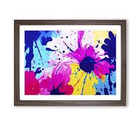 Flower Market Splash Vol.3 Abstract H1022 Framed Print for Living Room Bedroom Home Office Décor, Wall Art Picture Ready to Hang, Walnut A4 Frame (34 x 25 cm)