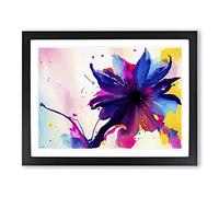 Flower Market Splash Vol.5 Abstract Framed Print | A3 Black Framed Wall Art | Ready to Hang | Abstract Floral Picture | Living Room Bedroom Lounge Office