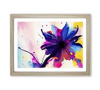 Flower Market Splash Vol.5 Abstract H1022 Framed Print for Living Room Bedroom Home Office Décor, Wall Art Picture Ready to Hang, Oak A2 Frame (64 x 46 cm)
