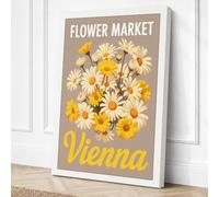 Flower Market Vienna Vintage Canvas Wall Art Print 18x12 Inch (46 x 30 cm)
