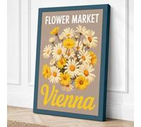 Flower Market Vienna Vintage Canvas Wall Art Print 24x16 Inch (61 x 41 cm)
