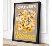 Flower Market Vienna Vintage Canvas Wall Art Print 24x16 Inch (61 x 41 cm)