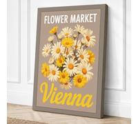 Flower Market Vienna Vintage Canvas Wall Art Print 36x24 Inch (91 x 61 cm)