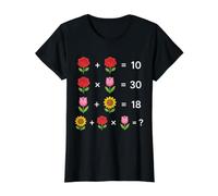 Flower Math Brain Teaser Puzzle on Black Shapes Mania Value Graphic T-Shirt, Women, Black, S