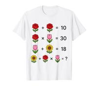 Flower Math Brain Teaser Puzzle on White Shapes Mania Value Graphic T-Shirt, Men, White, M
