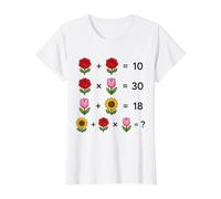 Flower Math Brain Teaser Puzzle on White Shapes Mania Value Graphic T-Shirt, Women, White, S
