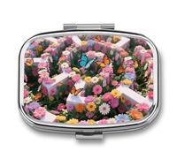 Flower Maze Travel Pill Organizer with 2 Weekly Pill Compartments with One Day Mirror, Medicine Organizer for Purse, Pocket or Wallet