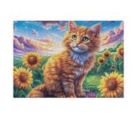 Flower Meadow Golden Retriever 300 Piece Jigsaw Puzzle Sunflower Bloom Grass For Men Cognitive Development Adults Anxiety Memory Care Mothers Valentines Gift High-grade Rigid Cardboard 300 PCS