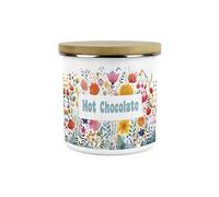 Flower Meadow Hot Chocolate Storage Canister - Bright Floral Kitchen Décor - Large 1.2L Enamel Hot Drinks/Food Storage Container