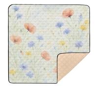 Flower Meadow - Watercolor Style Cute Foldable Baby Playmat for Floor Washable Baby Kick Crawling Mat for Babies Infants Toddlers, 50'' x 50''